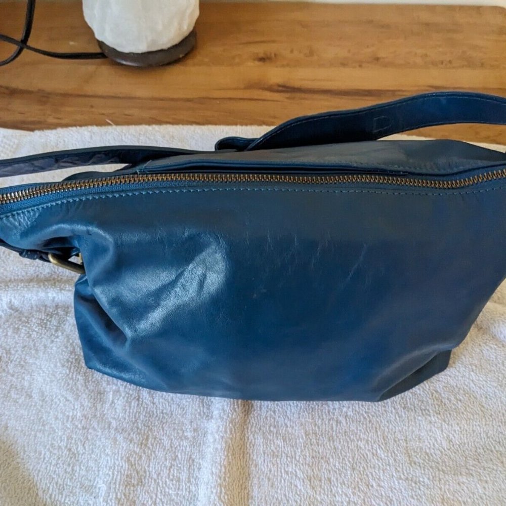 Latico small leather hobo bag unique Mediterranean blue